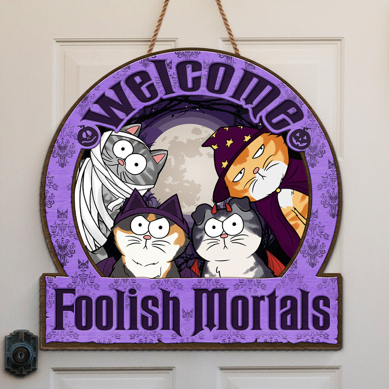 We Are Watching You - Cat Personalized Custom Shaped Home Decor Wood Sign - Halloween Gift For Pet Owners, Pet Lovers