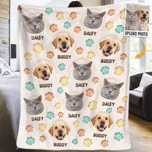 Custom Photo Our Pets Are Our Family - Dog & Cat Personalized Custom 3D Inflated Effect Printed Blanket - Gift For Pet Owners, Pet Lovers