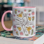 Custom Floral Family Hands Mother's Day Gifts - Personalized Accent Mug