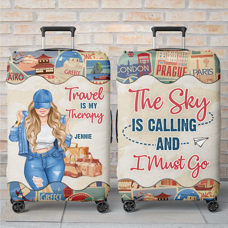 The Beach Is Calling And I Definitely Must Go - Travel Personalized Custom Luggage Cover - Gift For Traveling Lovers