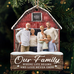 Family Custom Photo Enjoy The Christmas Season Together - Family Personalized Custom Ornament - Acrylic, Wood Custom Shaped - Christmas Gift For Family Members