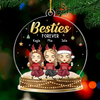 Friendship Is One Mind In Two Bodies - Bestie Personalized Custom Ornament - Acrylic Snow Globe Shaped - Christmas Gift For Best Friends, BFF, Sisters