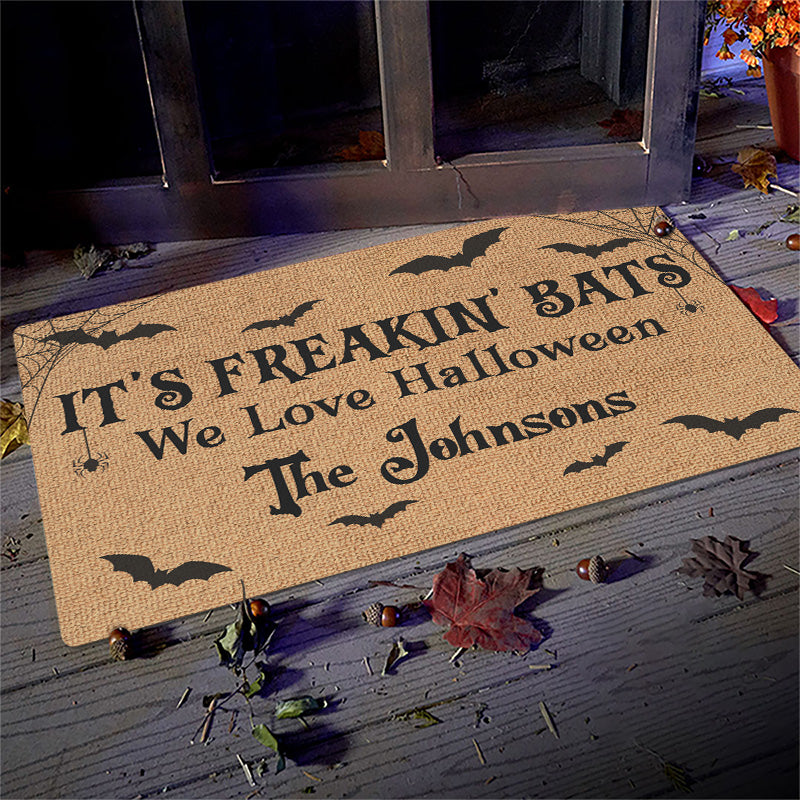 It's Freakin' Bats We Love Halloween - Family Personalized Custom Home Decor Decorative Mat - Halloween Gift For Family Members