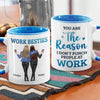 You Are The Reason I Don't Punch People At Work - Coworker Personalized Custom Accent Mug - Coworker, Office, Employee Appreciation, Farewell Gift, Work Friend, Colleagues Friendship