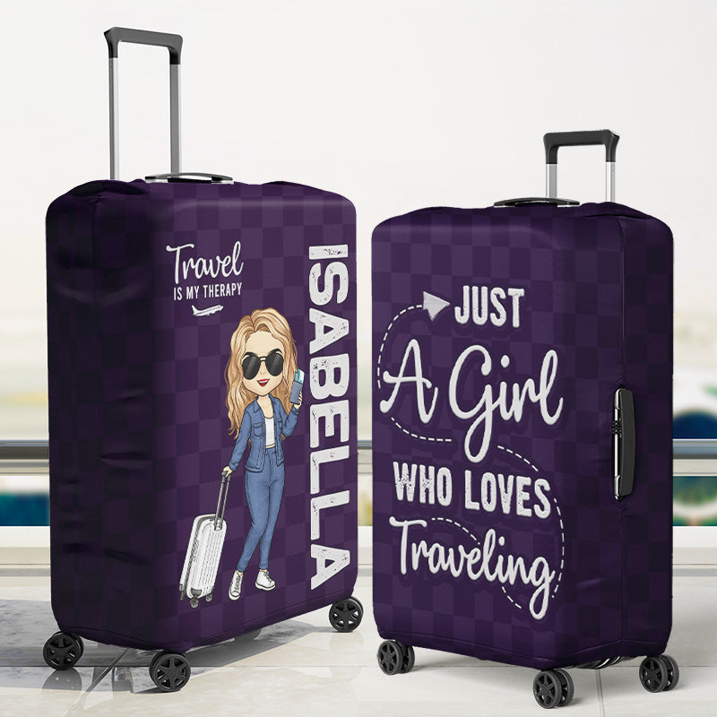 Just A Girl Who Loves Traveling - Travel Personalized Custom Luggage Cover - Holiday Vacation Gift, Gift For Adventure Travel Lovers
