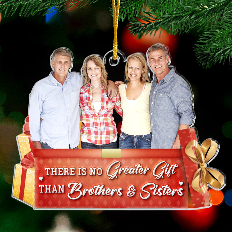Siblings Custom Photo The Christmas Spirit Lives Here - Family Personalized Custom Ornament - Acrylic Custom Shaped - Christmas Gift For Siblings, Brothers, Sisters, Cousins, Friends