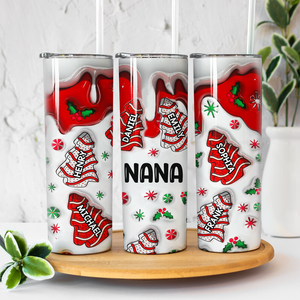 All I Want For Christmas Is You - Family Personalized Custom Inflated Skinny Tumbler - Christmas Gift For Grandma