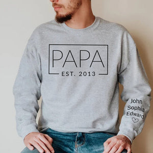 My Dad Is Awesome - Family Personalized Custom Unisex Sweatshirt With Design On Sleeve - Christmas Gift For Dad