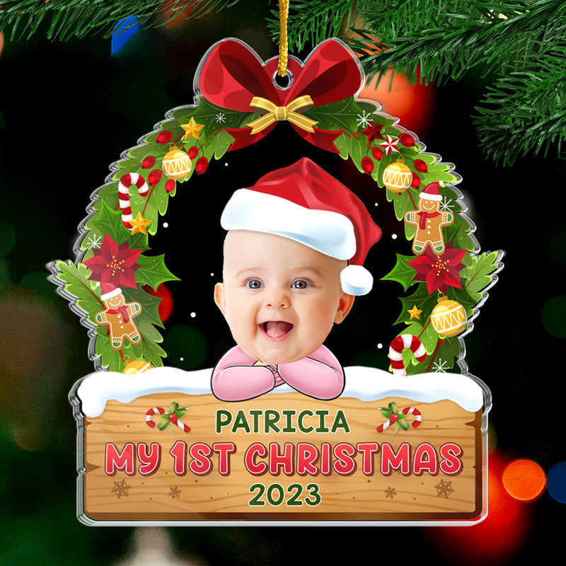 Custom Photo My First Christmas - Family Personalized Custom Ornament - Acrylic Custom Shaped - Christmas Gift For Baby Kids, Newborn Baby