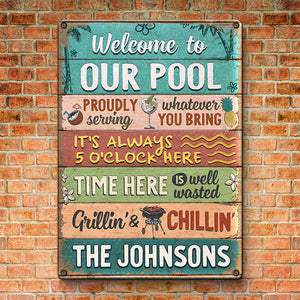 Welcome To Our Area - Family Personalized Custom Home Decor Metal Sign - House Warming Gift For Family Members