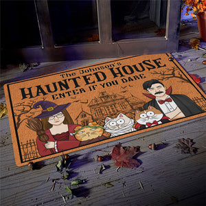 Enter If You Dare - Couple Personalized Custom Home Decor Witch Decorative Mat - Halloween Gift For Witches, Husband Wife, Pet Owners, Pet Lovers