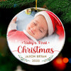 Custom Photo The First Christmas - Family Personalized Custom Ornament - Acrylic Round Shaped - Christmas Gift For Family Members