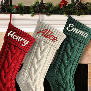 All The World Is Happy When Santa Claus Comes - Family Personalized Custom Knit Stocking - Christmas Gift For Family Members