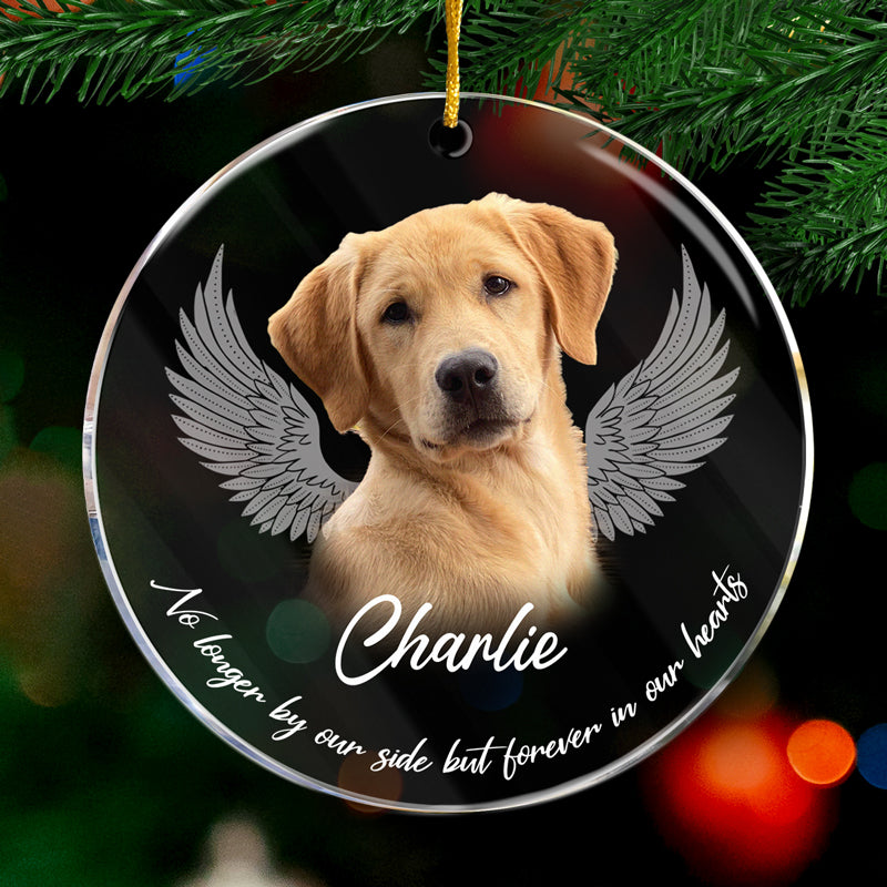 Custom Photo Forever In Our Hearts - Memorial Personalized Custom Ornament - Acrylic Round Shaped - Christmas Gift, Sympathy Gift For Pet Owners, Pet Lovers