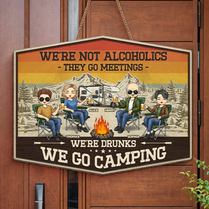 Here's To The Nights With Friends - Camping Personalized Custom Shaped Home Decor Wood Sign - House Warming Gift For Best Friends, BFF, Sisters, Camping Lovers