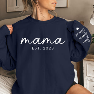 Wife Mom Boss - Family Personalized Custom Unisex Sweatshirt With Design On Sleeve - Birthday Gift For Mom, Grandma