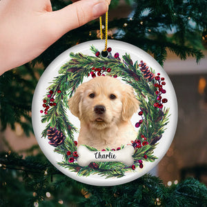 Custom Photo Fur Baby Christmas - Dog & Cat Personalized Custom Ornament - Ceramic Round Shaped - Christmas Gift For Pet Owners, Pet Lovers