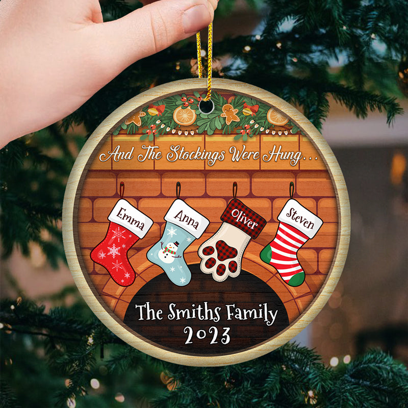 Family Love Grows Warmer At Christmas - Family Personalized Custom Ornament - Ceramic Round Shaped - Christmas Gift For Family Members