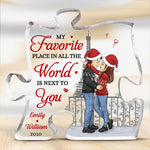 My Favorite Place In All The World - Couple Personalized Custom Puzzle Shaped Acrylic Plaque - Christmas Gift For Husband Wife, Anniversary