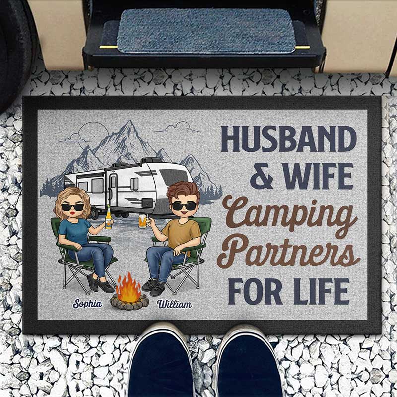 Happiness Is A Way Of Travel - Camping Personalized Custom Home Decor Decorative Mat - House Warming Gift For Husband Wife, Camping Lovers