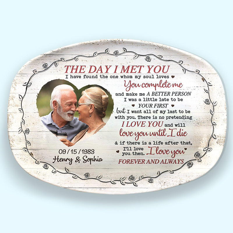 Custom Photo I Have Found The One Whom My Soul Loves - Couple Personalized Custom Platter - Gift For Husband Wife, Anniversary