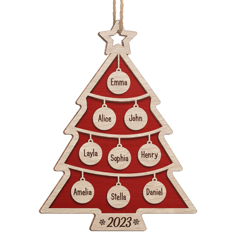 Magical Christmas Tree - Family Personalized Custom Ornament - Wood Christmas Tree Shaped - Christmas Gift For Family Members