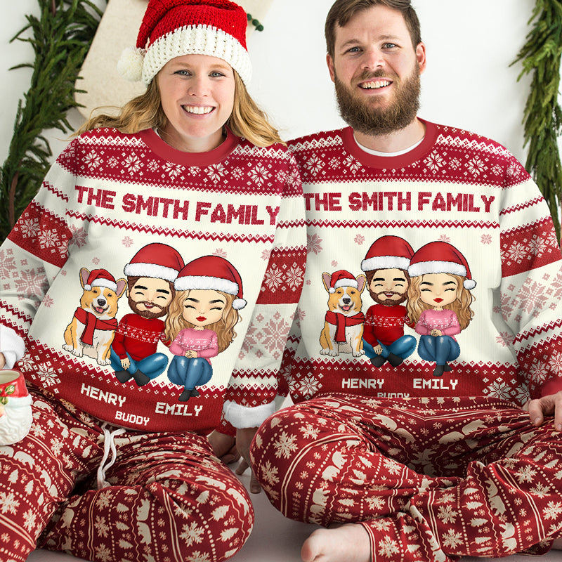 At Christmas All Roads Lead Home - Family Personalized Custom Ugly Sweatshirt - Unisex Wool Jumper - Christmas Gift For Family Members