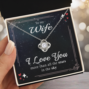 I Love You More Than All The Stars - Couple Personalized Custom Love Knot Necklace - Gift For Husband Wife, Anniversary