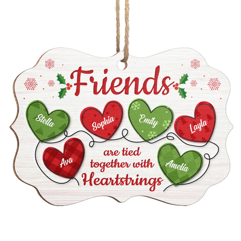 Sisters Are Tied Together - Bestie Personalized Custom Ornament - Wood Benelux Shaped - Christmas Gift For Best Friends, BFF, Sisters