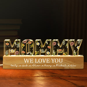 Mommy's Garden Flower Birth Month - Family Personalized Custom Acrylic Letters 3D LED Night Light - Mother's Day, Gift For Mom, Grandma