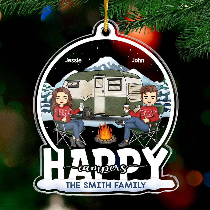 All I Need Is A Bonfire With My Bae - Couple Personalized Custom Ornament - Acrylic Custom Shaped - Christmas Gift For Husband Wife, Anniversary, Camping Lovers