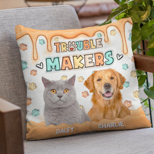 Custom Photo Side By Side With A Friend - Dog & Cat Personalized Custom 3D Inflated Effect Printed Pillow - Gift For Pet Owners, Pet Lovers