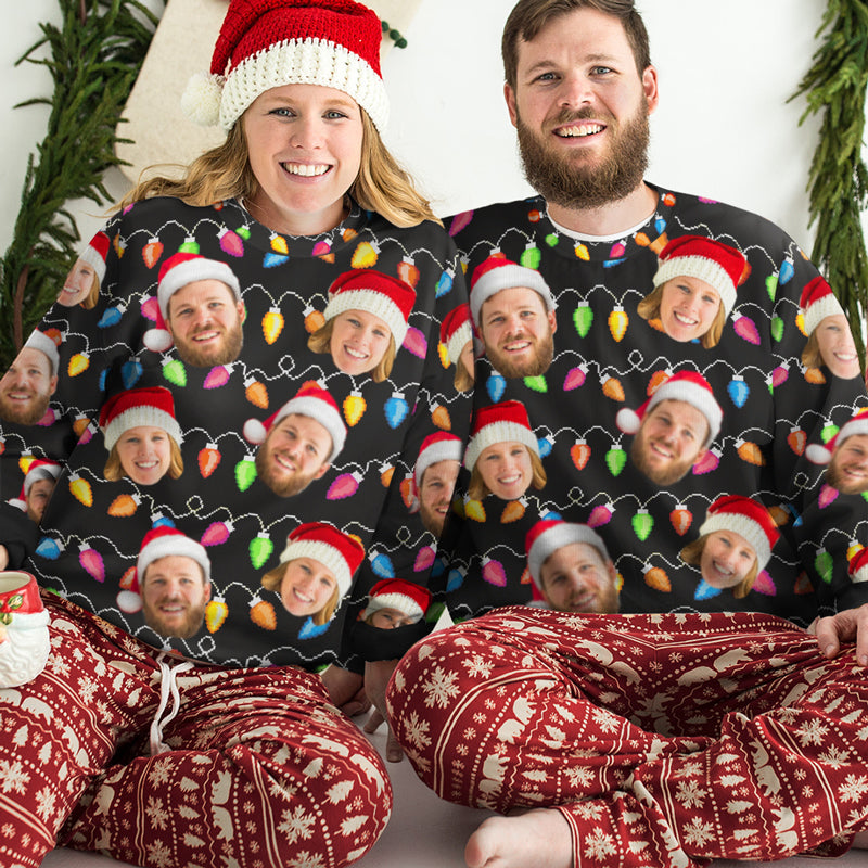 Custom Photo Messy And Bright - Family Personalized Custom Ugly Sweatshirt - Unisex Wool Jumper - Christmas Gift For Family Members