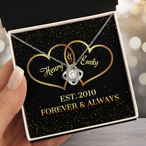 Forever & Always - Couple Personalized Custom Love Knot Necklace - Gift For Husband Wife, Anniversary