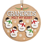 Grandkids Melt My Heart - Family Personalized Custom Ornament - Wood Custom Shaped - Christmas Gift For Grandma
