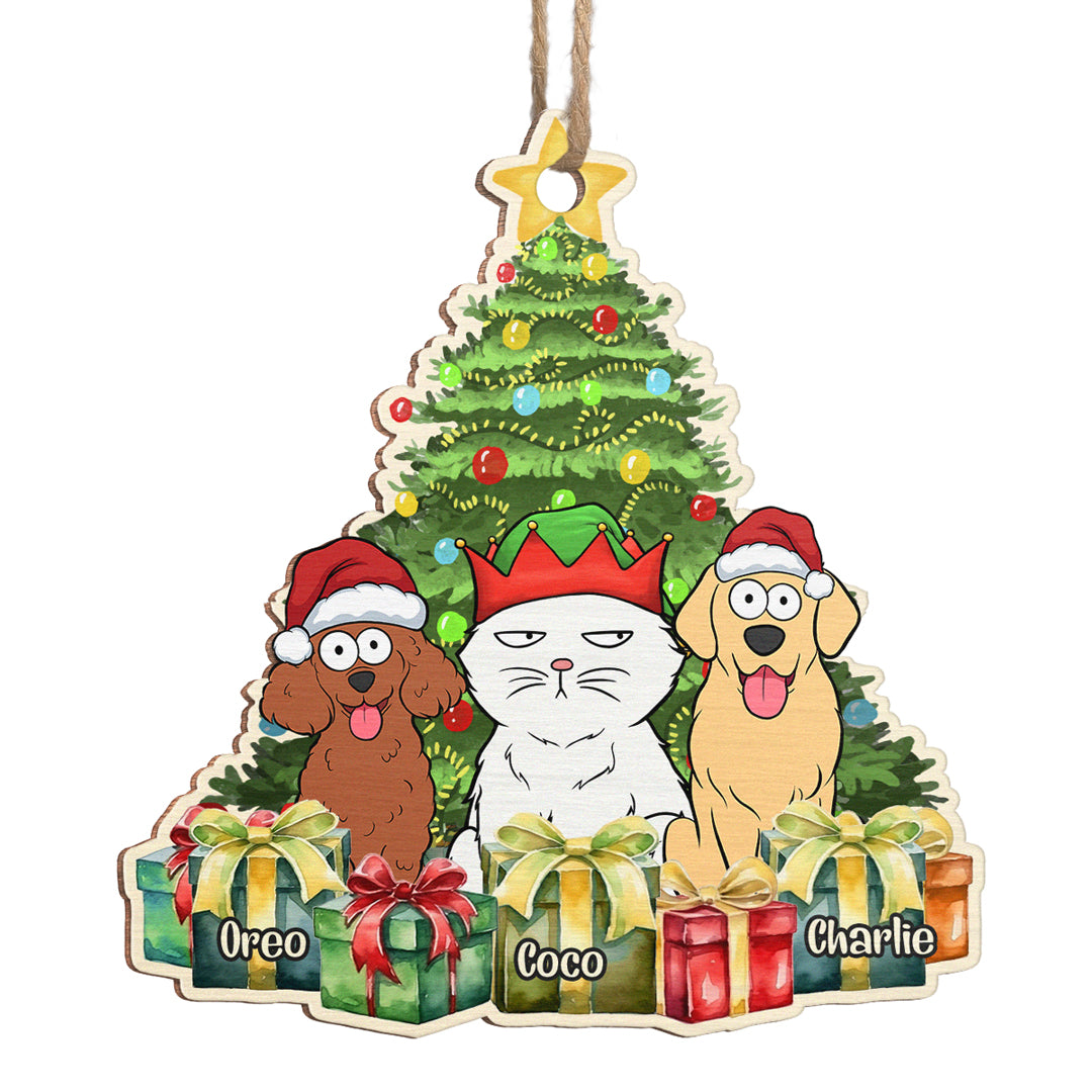 Here Comes Santa Paws - Dog & Cat Personalized Custom Ornament - Wood Custom Shaped - Christmas Gift For Pet Owners, Pet Lovers