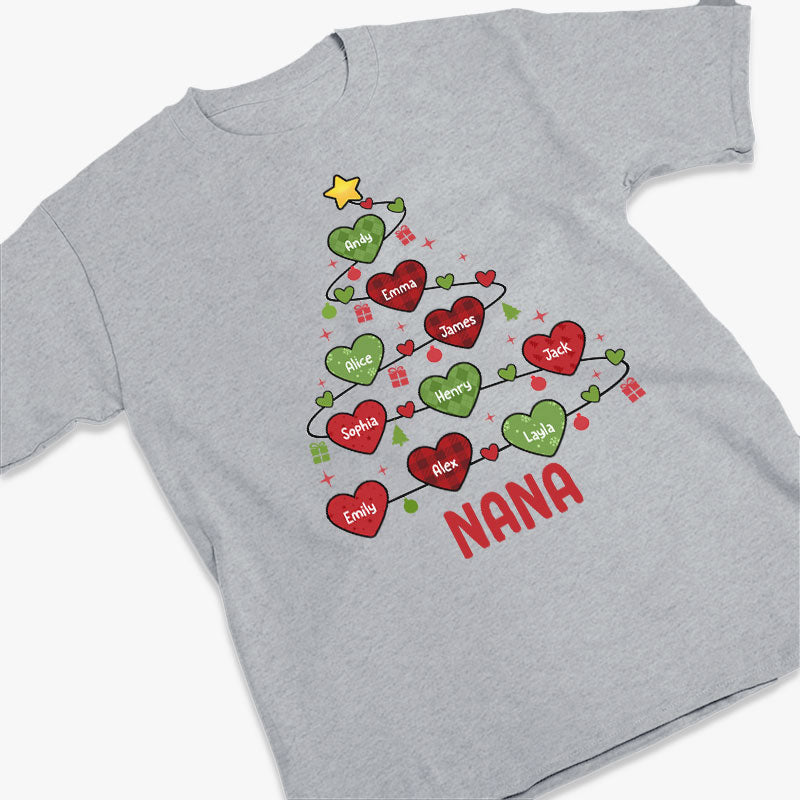 Grandma And Kids Christmas Heart Tree - Family Personalized Custom Unisex T-shirt, Hoodie, Sweatshirt - Christmas Gift For Mom, Grandma