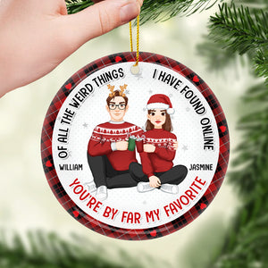 You're The Best Thing I've Ever Waited For - Couple Personalized Custom Ornament - Ceramic Round Shaped - Christmas Gift For Husband Wife, Anniversary