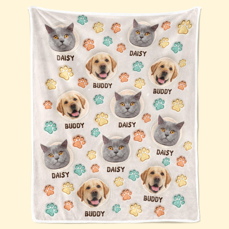Custom Photo Our Pets Are Our Family - Dog & Cat Personalized Custom 3D Inflated Effect Printed Blanket - Gift For Pet Owners, Pet Lovers