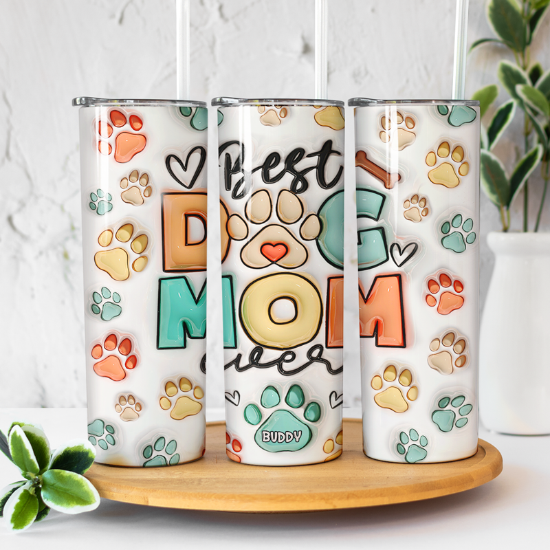 I'm The Best Dog Mom Cat Mom Ever - Dog & Cat Personalized Custom Inflated Skinny Tumbler - Gift For Pet Owners, Pet Lovers