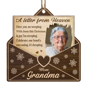 Custom Photo A Letter From Heaven - Memorial Personalized Custom Ornament - Wood Custom Shaped - Christmas Gift, Sympathy Gift For Family Members