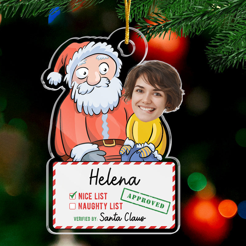Custom Photo Santa's Nice List - Family Personalized Custom Ornament - Acrylic Custom Shaped - Christmas Gift For Family Members