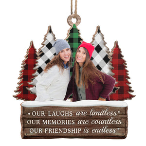 Friends Custom Photo Warm Winter Wishes - Bestie Personalized Custom Ornament - Wood Custom Shaped - Christmas Gift For Best Friends, BFF, Sisters