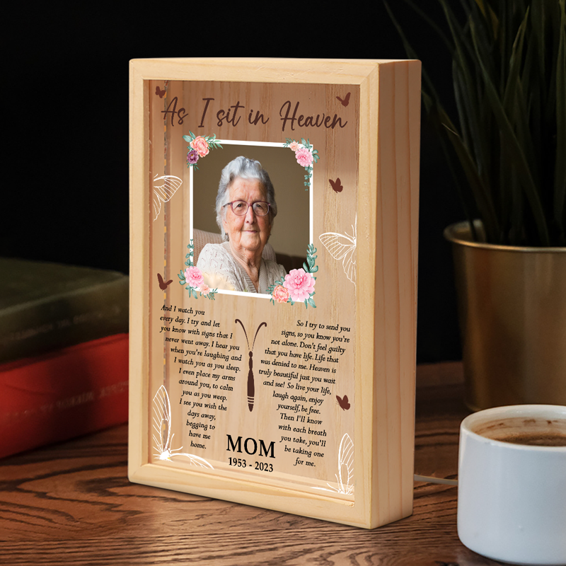 Custom Photo I Watch You I Hear You - Memorial Personalized Custom Frame Light Box - Sympathy Gift For Family Members