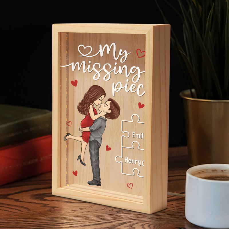 My Missing Piece - Couple Personalized Custom Frame Light Box - Gift For Husband Wife, Anniversary
