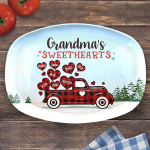 Nana's Sweathearts - Family Personalized Custom Platter - Christmas Gift For Grandma