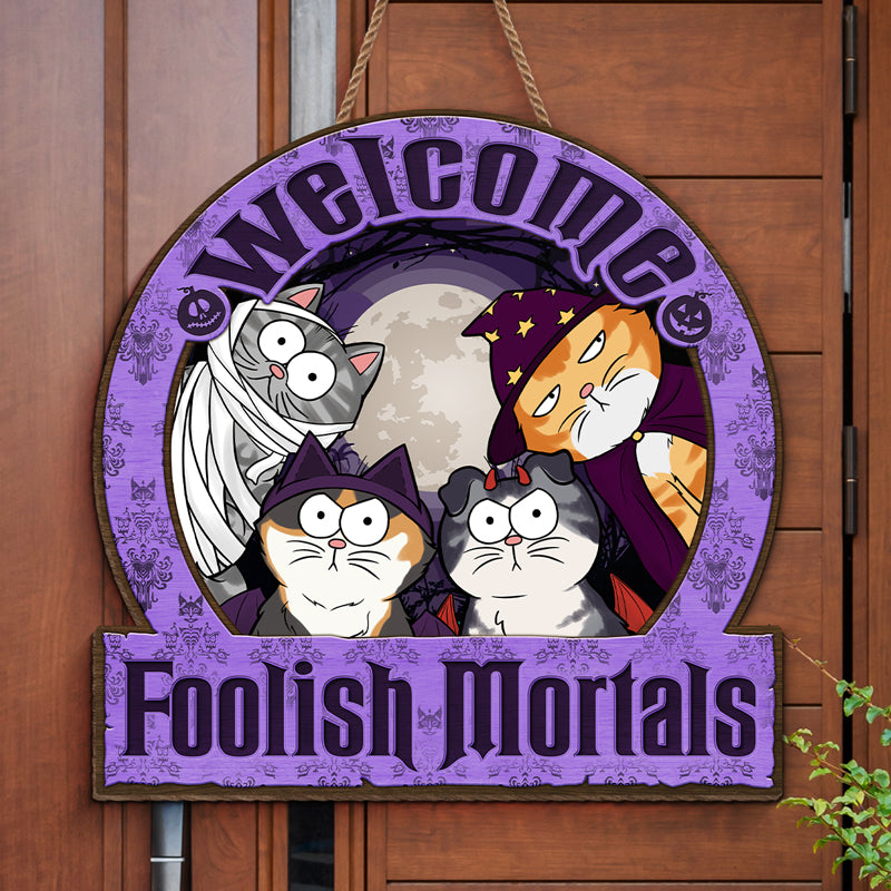 We Are Watching You - Cat Personalized Custom Shaped Home Decor Wood Sign - Halloween Gift For Pet Owners, Pet Lovers