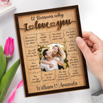 Custom Photo 12 Reasons Why I Love You Couple Gifts - Personalized Wooden Plaque
