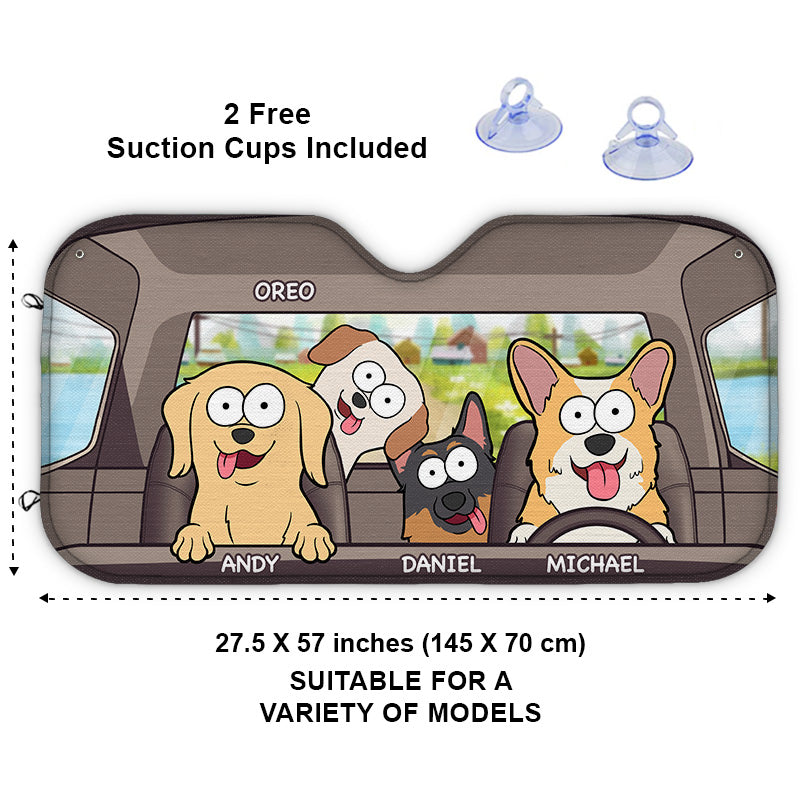 Dog's Trip - Dog Personalized Custom Auto Windshield Sunshade, Car Window Protector - Gift For Pet Owners, Pet Lovers