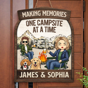 You Me And The Dogs - Camping Personalized Custom Shaped Home Decor Wood Sign - House Warming Gift For Couples, Husband Wife, Camping Lovers, Pet Owners, Pet Lovers